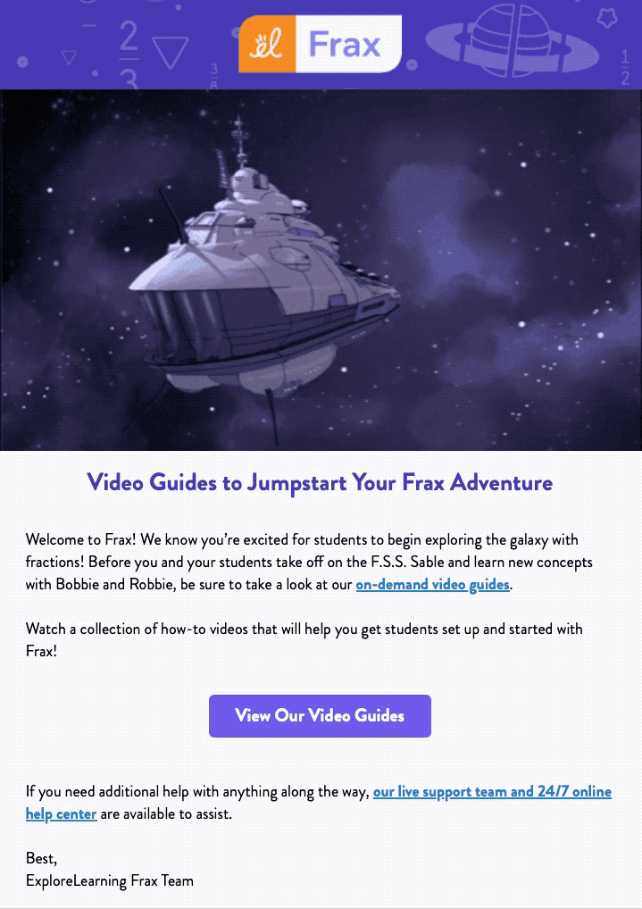 Frax branded email with gif