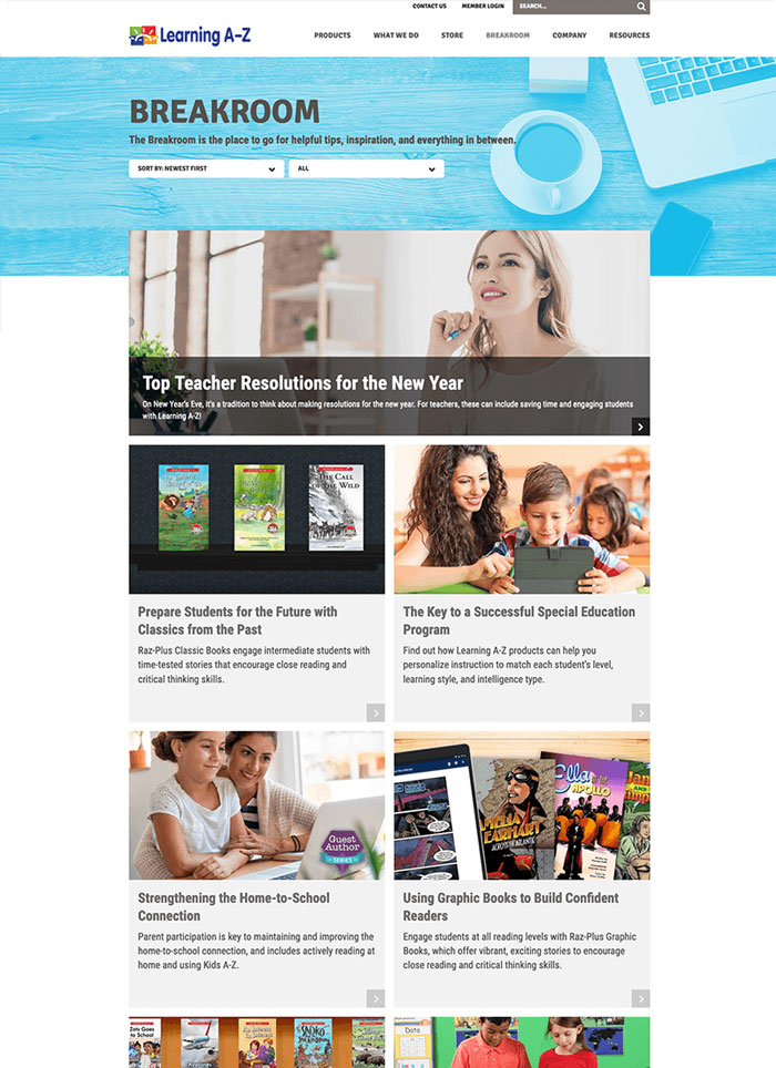 picture of the old Learning A-Z blog